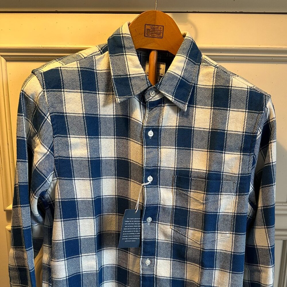 Indigo-dyed steep twill shirt - Whitfield Check Indigo